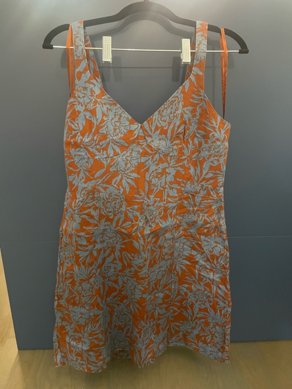 Madewell Orange Dress with Light Blue Floral Print